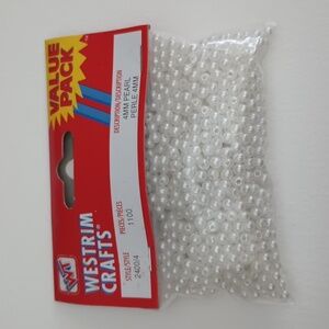 3/$15 1100pc 4mm Pearl Plastic Beads Westrim Crafts 2400/4-ZE-056 048492529050
